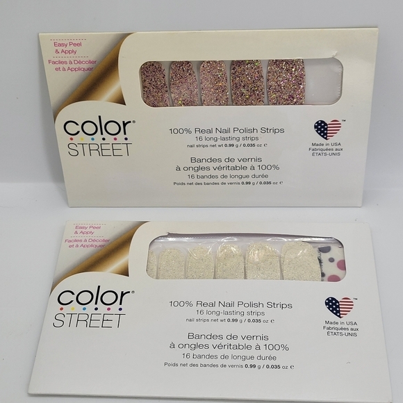 Color Street Accessories - Color Street TOKYO LIGHTS Pale Pink/Home Sleet Home Ivory Glitter Nail Strips